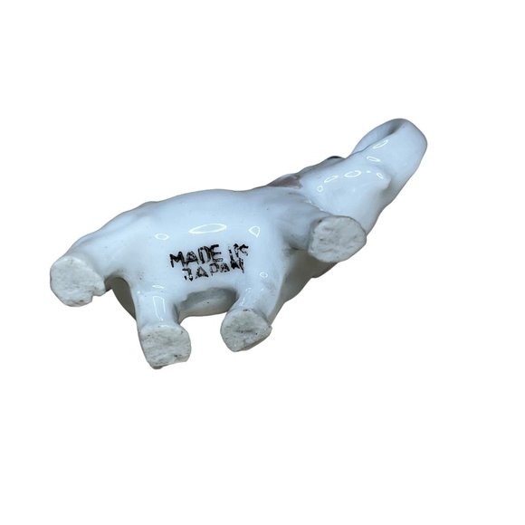 Vintage White Porcelain Elephant Figurine Japan Trunk Up - Picture 6 of 6